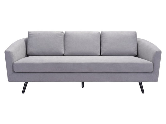 79" Gray Polyester Sofa With Black Legs