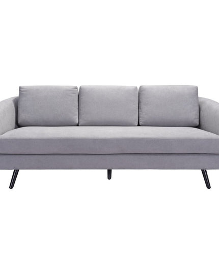 79" Gray Polyester Sofa With Black Legs