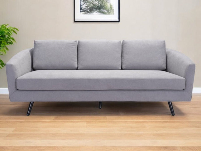 79" Gray Polyester Sofa With Black Legs