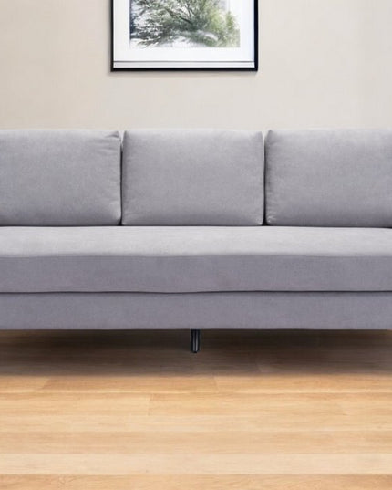 79" Gray Polyester Sofa With Black Legs