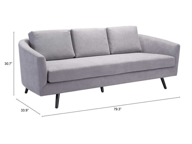 79" Gray Polyester Sofa With Black Legs