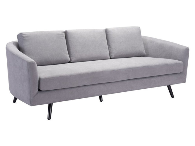 79" Gray Polyester Sofa With Black Legs