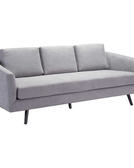 79" Gray Polyester Sofa With Black Legs
