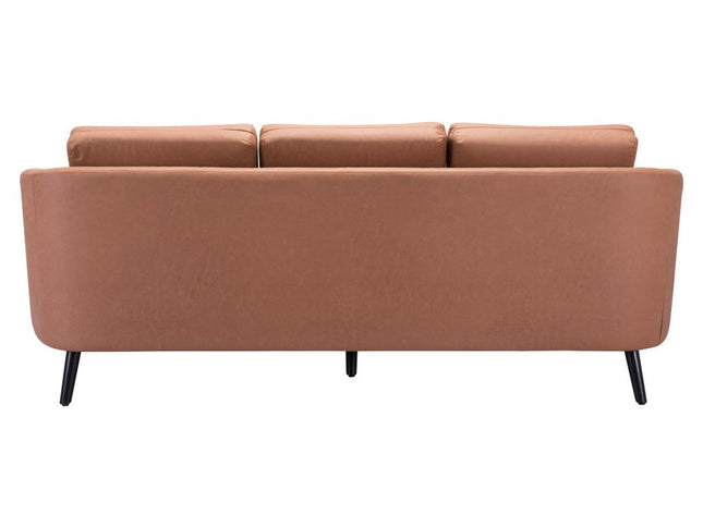 79" Brown Faux Leather Sofa With Black Legs