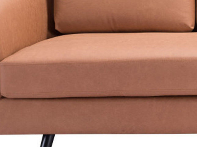 79" Brown Faux Leather Sofa With Black Legs