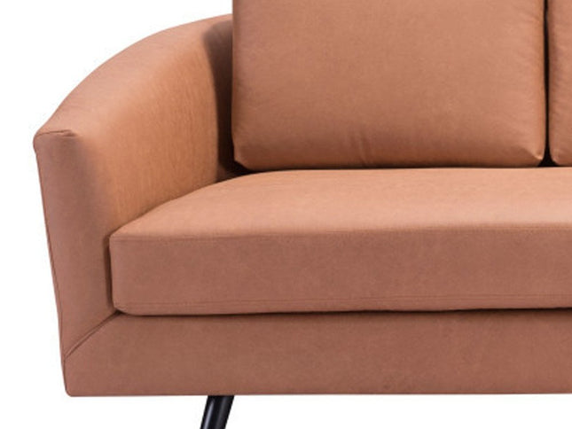 79" Brown Faux Leather Sofa With Black Legs