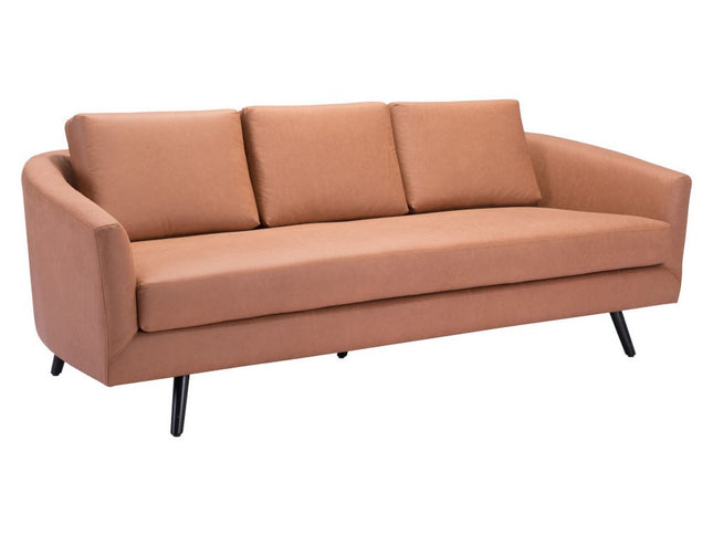 79" Brown Faux Leather Sofa With Black Legs