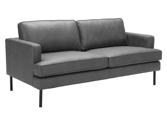 72" Gray Faux Leather Sofa