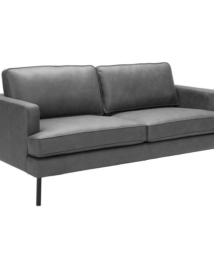 72" Gray Faux Leather Sofa