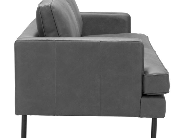 72" Gray Faux Leather Sofa