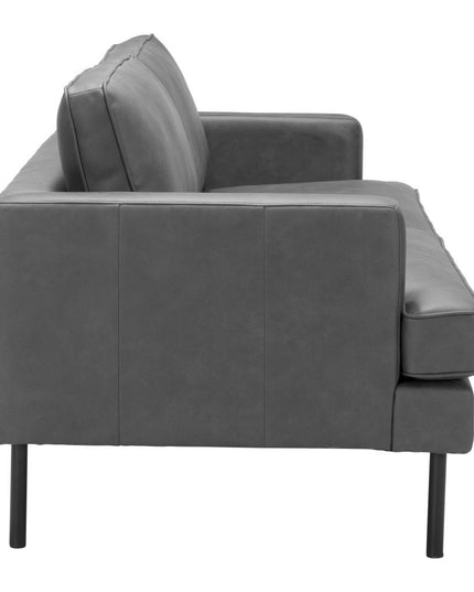 72" Gray Faux Leather Sofa