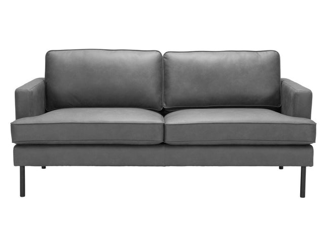 72" Gray Faux Leather Sofa
