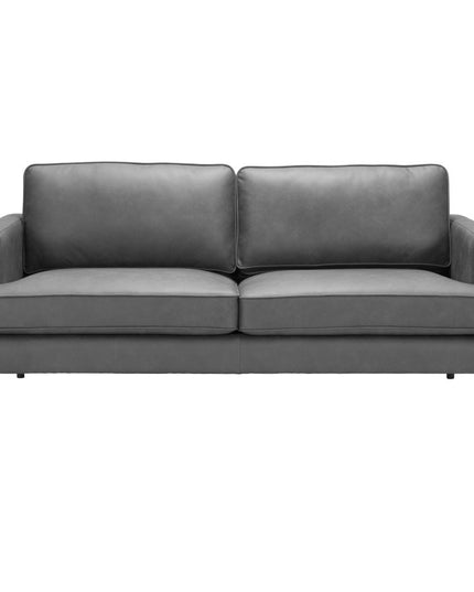 72" Gray Faux Leather Sofa