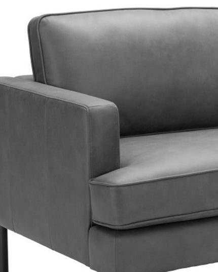 72" Gray Faux Leather Sofa