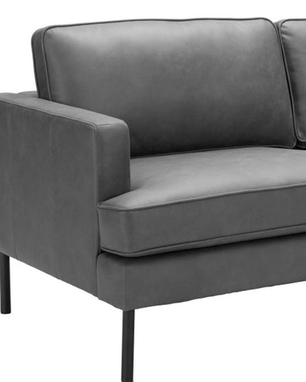 72" Gray Faux Leather Sofa