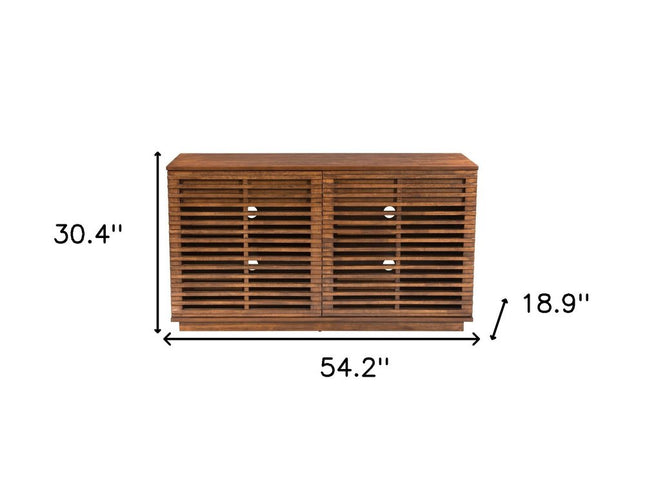 54" Brown Enclosed Storage TV Stand