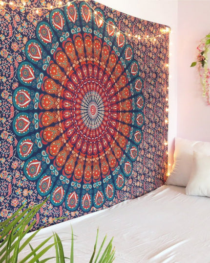 Blue and Orange Floral Cotton