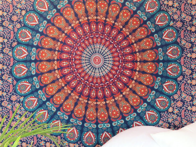 Blue and Orange Floral Cotton