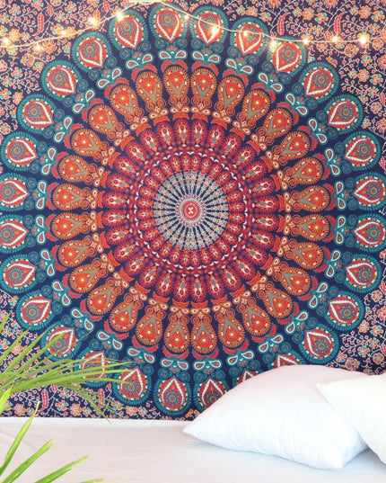 Blue and Orange Floral Cotton