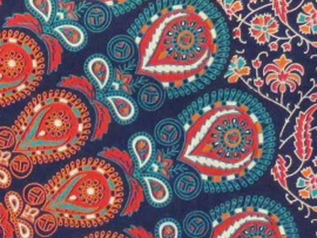 Blue and Orange Floral Cotton