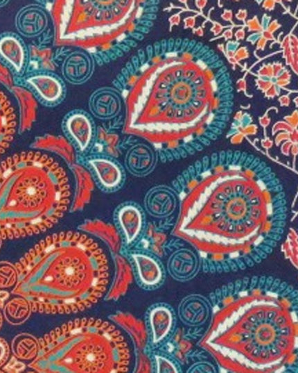 Blue and Orange Floral Cotton