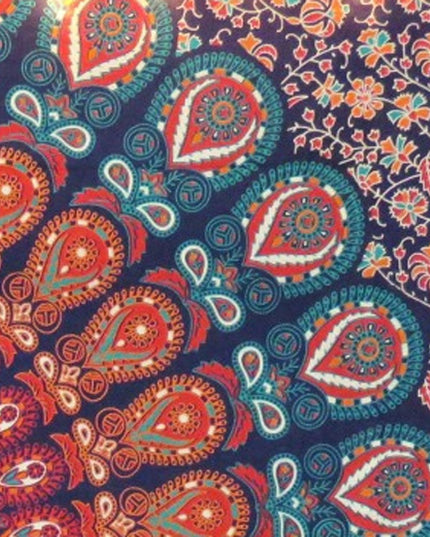Blue and Orange Floral Cotton