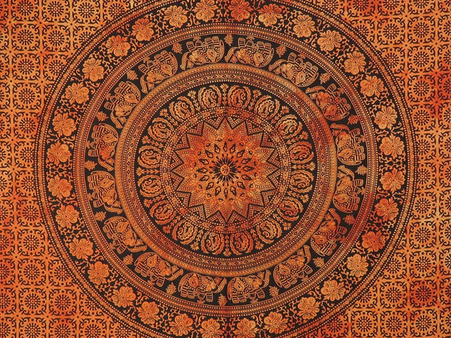 Orange and Black Floral Cotton