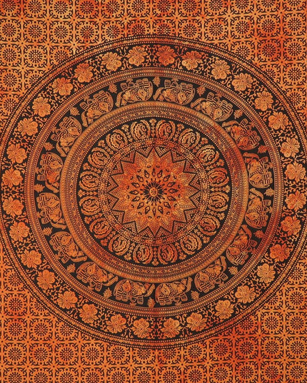 Orange and Black Floral Cotton