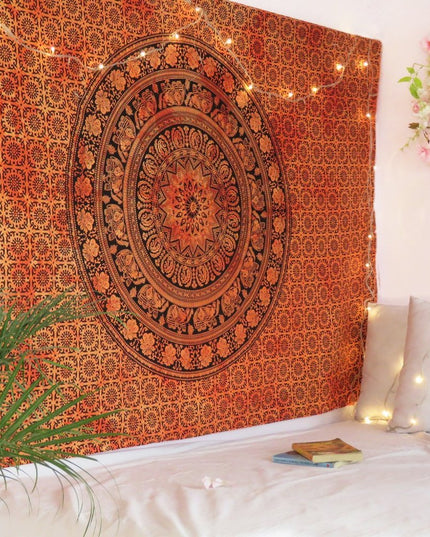 Orange and Black Floral Cotton