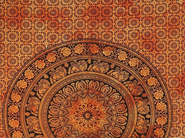 Orange and Black Floral Cotton