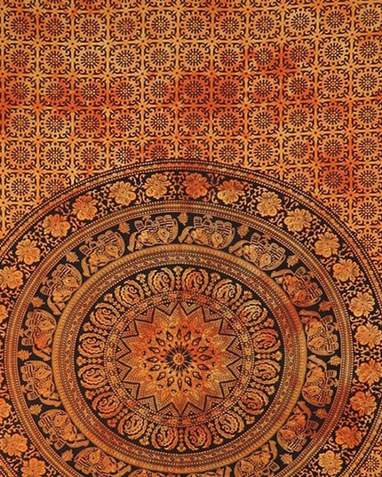 Orange and Black Floral Cotton