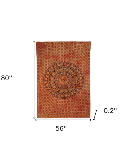 Orange and Black Floral Cotton