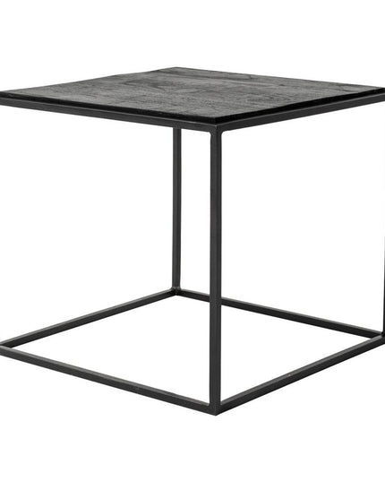 Set of Three 39" Brown And Black Solid Wood And Iron Square Nested Coffee Tables