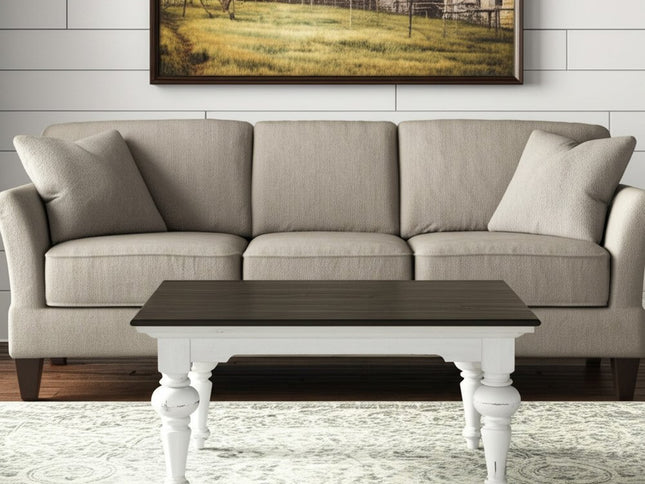 39" Brown and White Wood Square Distressed Coffee Table