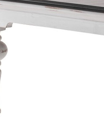 39" Brown and White Wood Square Distressed Coffee Table