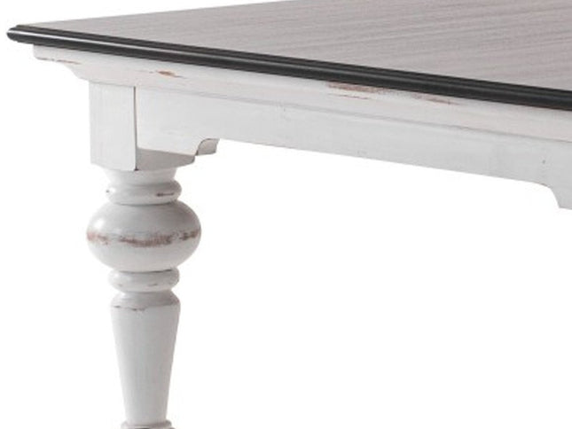 39" Brown and White Wood Square Distressed Coffee Table