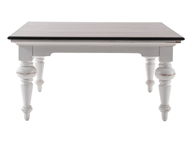 39" Brown and White Wood Square Distressed Coffee Table