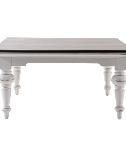 39" Brown and White Wood Square Distressed Coffee Table