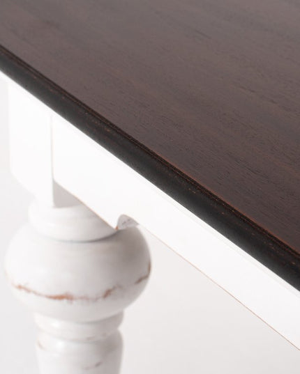 39" Brown and White Wood Square Distressed Coffee Table