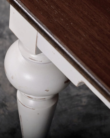 39" Brown and White Wood Square Distressed Coffee Table