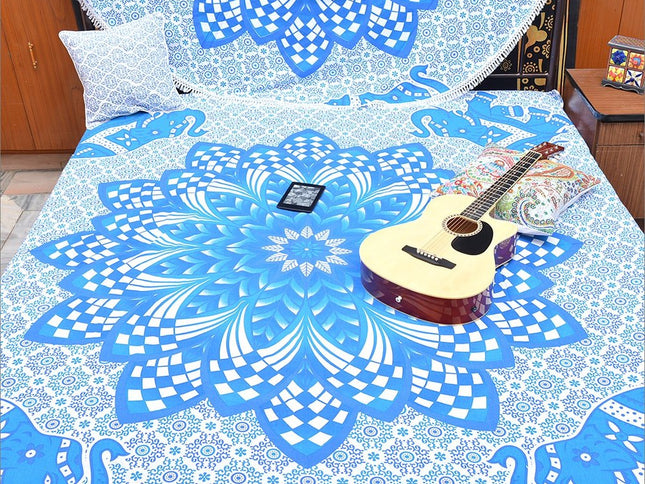 Blue and White Floral Cotton