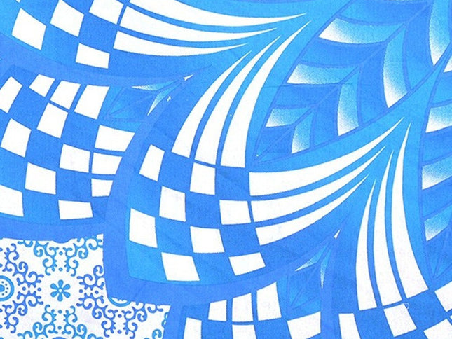 Blue and White Floral Cotton