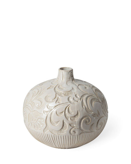 8" White Abstract Cylinder Ceramic Table Vase