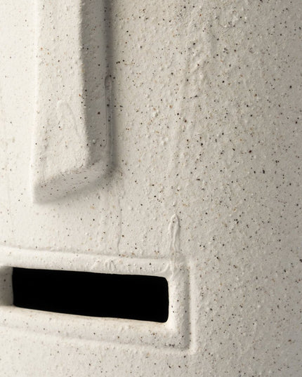 14" White Abstract Cylinder Ceramic Table Vase