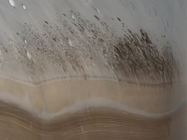 15" Blue And Beige Abstract Cylinder Crystal Glass Table Vase