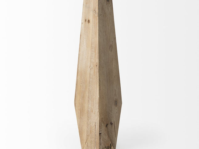 19" Natural Geometric Cylinder Solid Wood Table Vase