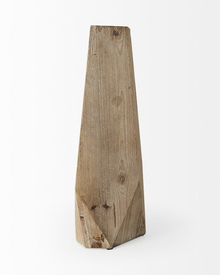 19" Natural Geometric Cylinder Solid Wood Table Vase
