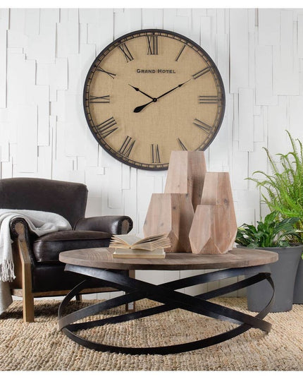 19" Natural Geometric Cylinder Solid Wood Table Vase