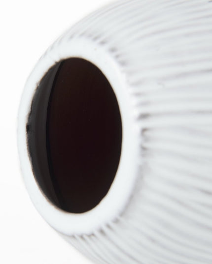 13" Black Gray And White Abstract Cylinder Ceramic Table Vase