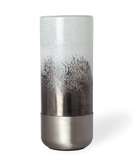 13" White Abstract Crystal Glass Cylinder Table Vase